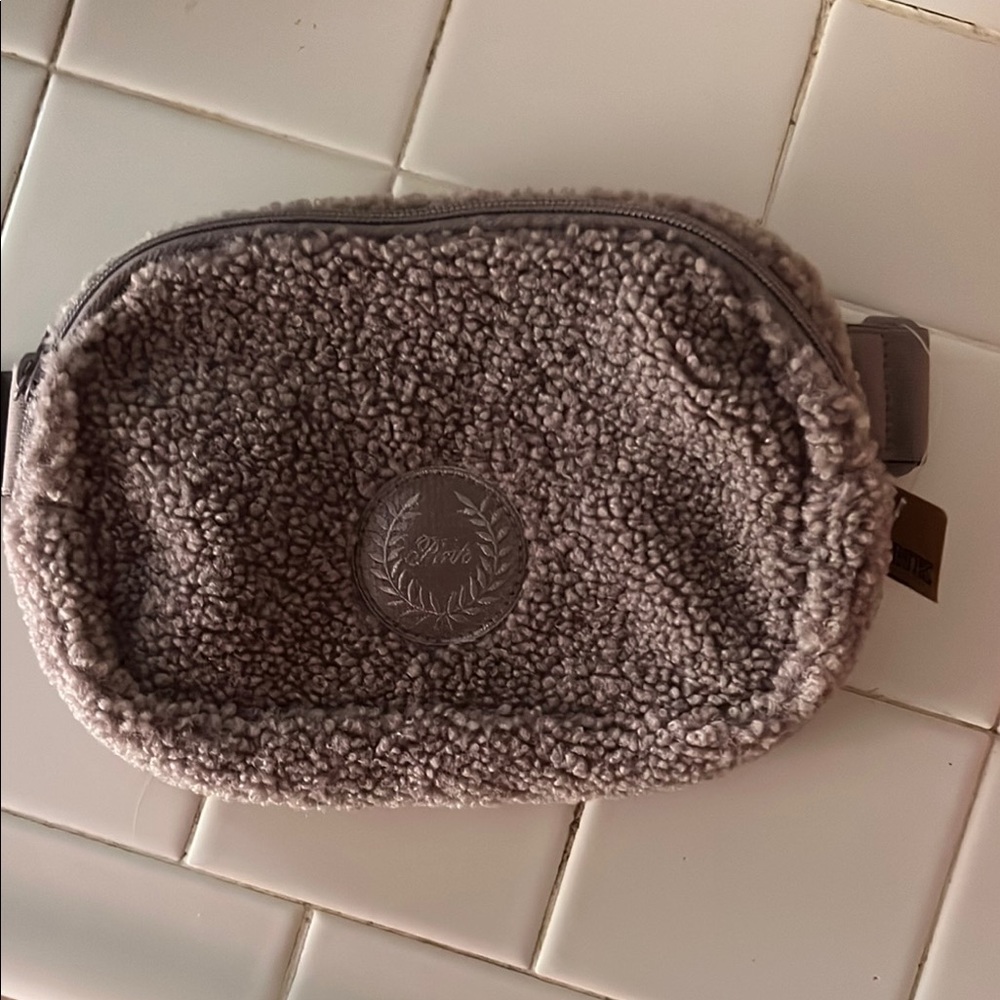 PINK Victoria's Secret Sherpa Belt Bag in Taupe